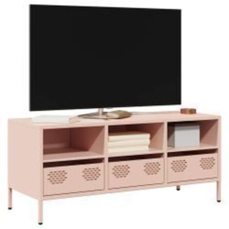 Meuble TV rose 101,5x39x43,5 acier laminé à froid (1/5)