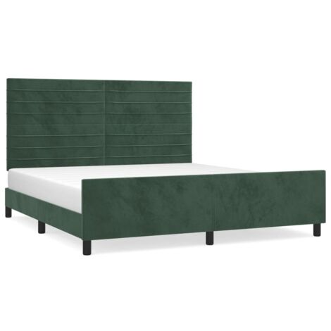 Cadre de lit avec tête de lit Vert foncé 180x200 Velours (1/5)
