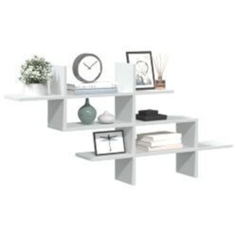 Étagère murale blanc 124,5x18x60,5 bois d'ingénierie (1/5)