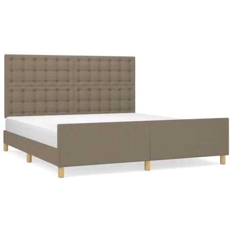 Lit avec tête de lit Taupe 180x200 Tissu 2 (1/5)