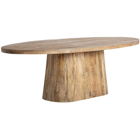 Table à manger ovale en bois massif marron clair KEZA – Artisanat d’exception 200 cm-Largeur 200 cm