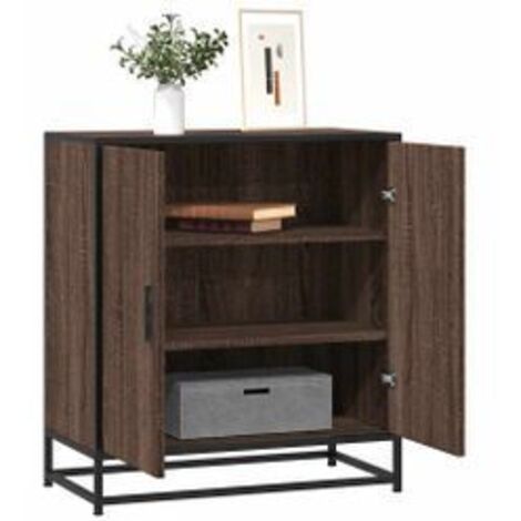 Buffet chêne marron 68x35x76 bois d'ingénierie et métal (1/5)