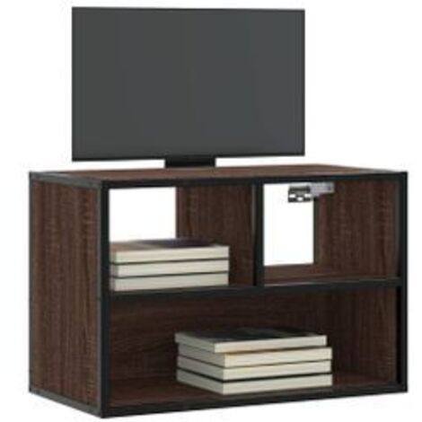 Meuble TV chêne brun 60x31x39,5 bois d'ingénierie et métal (1/5)