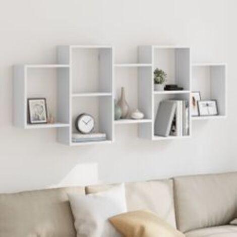 Étagère murale blanc 159x18x65 bois d'ingénierie (1/5)