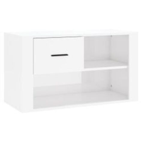 Armoire à chaussure Blanc brillant 80x35x45 Bois ingénierie (1/5)