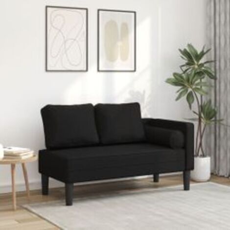 Chaise longue avec coussins noir tissu (1/5)