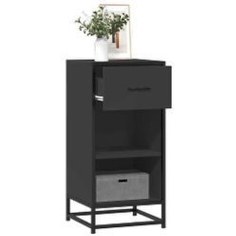 Buffet noir 35,5x35x76 bois d'ingénierie et métal (1/5)