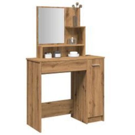 Coiffeuse avec miroir chêne artisanal 86,5x35x136 (1/5)
