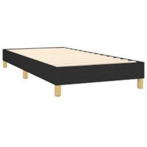 Cadre de lit 25cm en tissu avec pieds en bois naturel Korva – Style scandinave-Noir-90x190 (1/5)