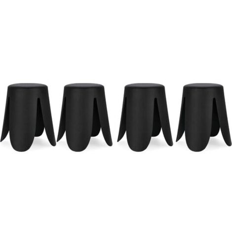 Lot de 4 tabourets 37x37x47 cm en plastique noir - IMOGE (1/3)