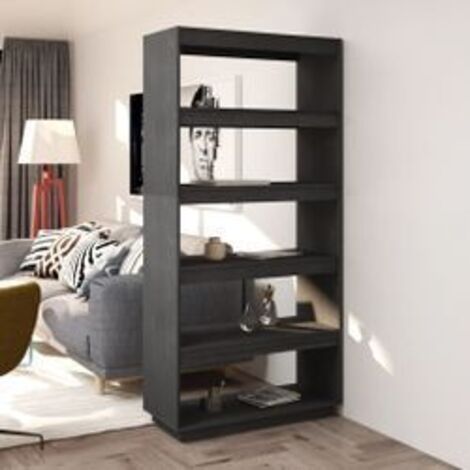 Bibliothèque-Séparateur de pièce Gris 80x35x167 Pin massif (1/5)