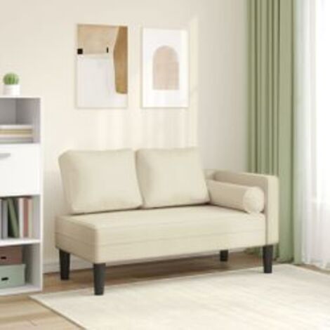 Chaise longue avec coussins crème similicuir (1/5)