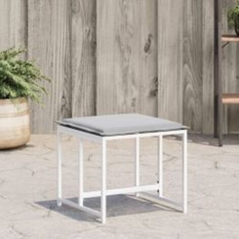 Tabourets de jardin avec coussins 4pcs blanc acier et textilène