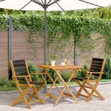 Ensemble de bistro 3 pcs noir polypropylène et bois massif (1/5)