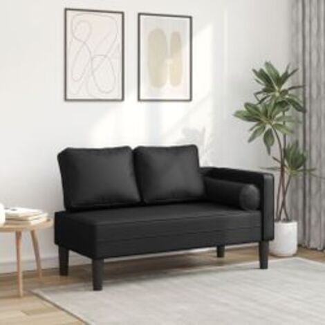 Chaise longue avec coussins noir similicuir (1/5)