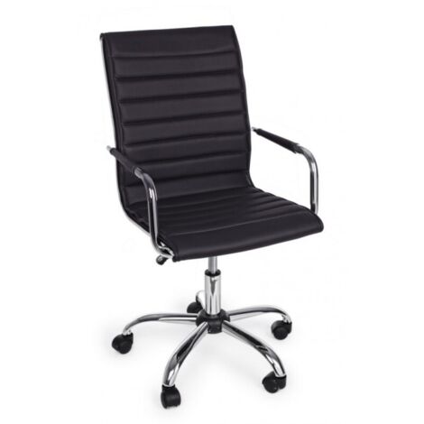 Fauteuil de bureau PERTH noir, accoudoirs réglables en hauteur et roulettes en simili cuir (1/5)