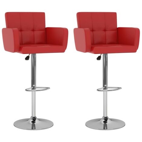Tabourets de bar 2 pcs Rouge Similicuir 11 (1/5)
