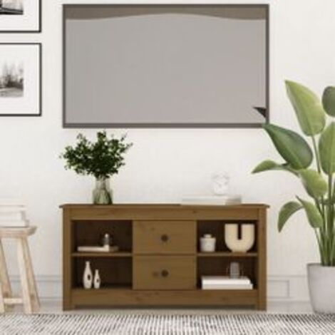 Meuble TV Marron miel 103x36,5x52 Bois de pin massif (1/5)