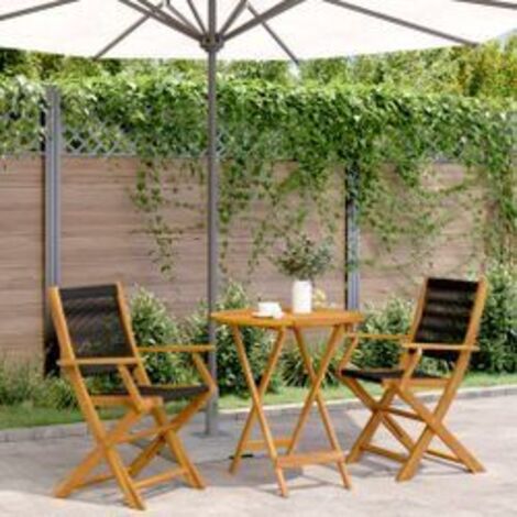 Ensemble de bistro 3 pcs noir polypropylène et bois massif (1/5)