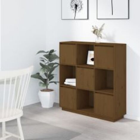 Buffet Marron miel 110,5x35x117 Bois massif de pin (1/5)
