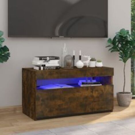 Meuble TV avec lumières LED Chêne fumé 75x35x40 (1/5)