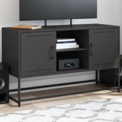 Meuble TV noir 100,5x39x60,5 acier (1/5)