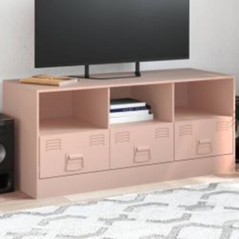 Meuble TV rose 99x39x44 acier (1/5)