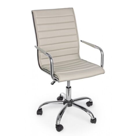 Fauteuil de bureau gris tourterelle avec accoudoirs en éco-cuir (1/5)