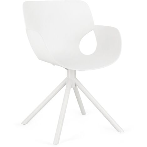 Chaise avec accoudoirs LENNON – Intérieur-extérieur, empilable & robuste-Blanc (1/5)