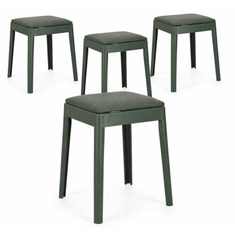 Lot de 4 tabourets d’appoint empilables SCOOBY - Hauteur d'assise 49cm-Vert (1/5)