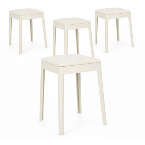Lot de 4 tabourets d’appoint empilables SCOOBY - Hauteur d'assise 49cm-Crème (1/5)