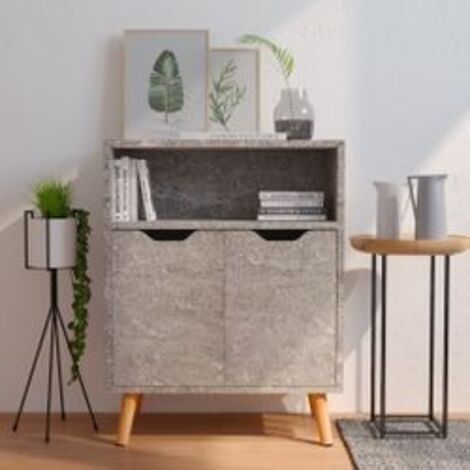 Buffet gris béton 60x30x72 bois d'ingénierie (1/5)