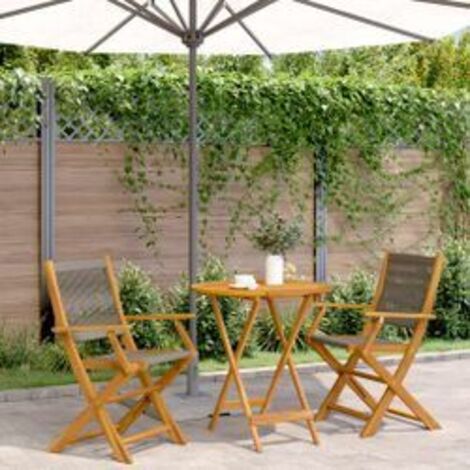 Ensemble de bistro 3 pcs gris polypropylène et bois massif (1/5)