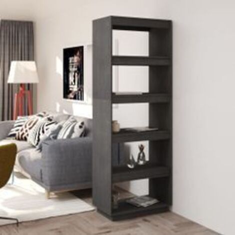 Bibliothèque-Séparateur de pièce Gris 60x35x167 Pin massif (1/5)