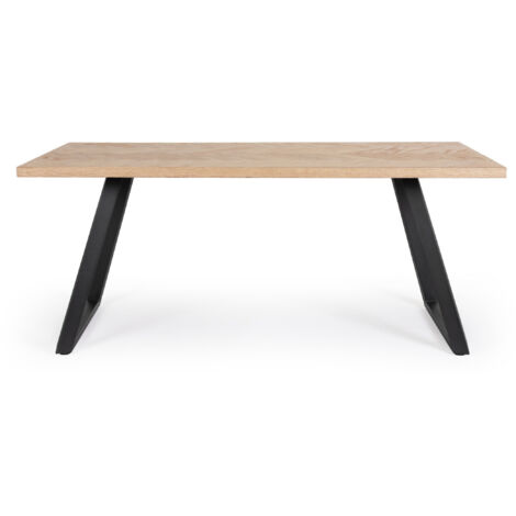 Table à manger DUKAT 180cm – MDF plaqué & pieds acier-Noir (1/5)