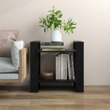 Bibliothèque-Séparateur de pièce Noir 60x35x57 Pin massif (1/5)