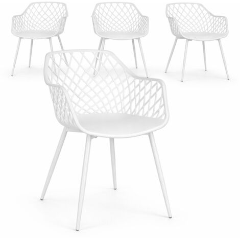 Lot de 4 chaises Optik - Polyvalentes pour intérieur et éxtérieur-Blanc (1/5)