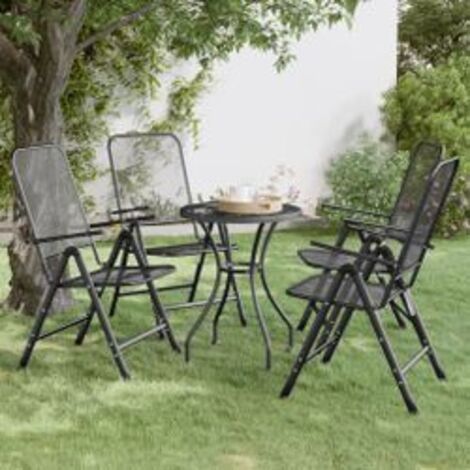 Chaises pliables de jardin 4 pcs Maille métallique Anthracite (1/5)