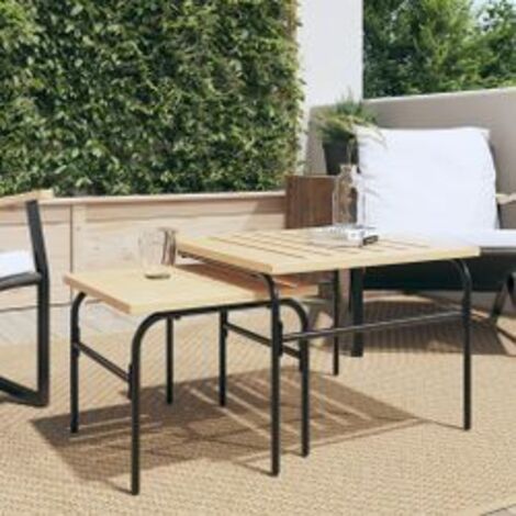 Tables basses gigognes de jardin 2 pcs marron et noir acier (1/5)