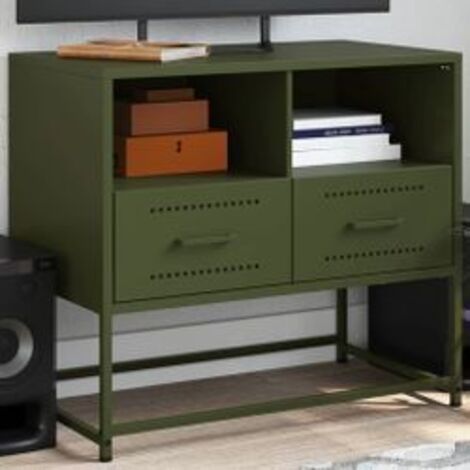 Meuble TV vert olive 68x39x60,5 acier (1/5)