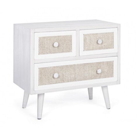 Commode de salon en MDF trois tiroirs Blanc MONTIEL 60x33x h54.5 cm (1/5)
