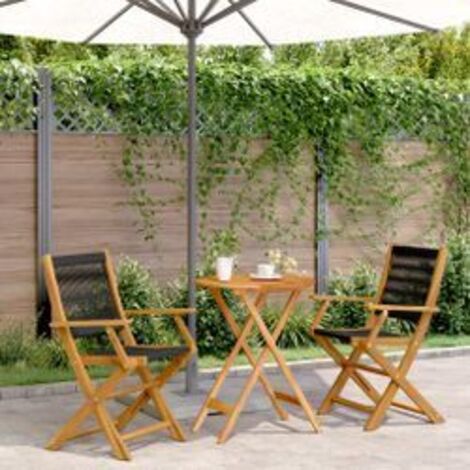 Ensemble de bistro 3 pcs noir polypropylène et bois massif (1/5)