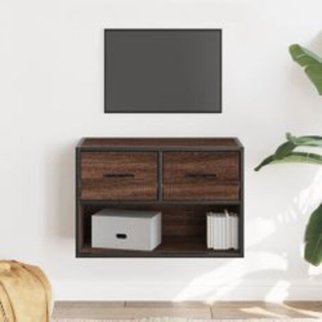 Meuble TV chêne brun 60x31x39,5 bois d'ingénierie et métal (1/5)