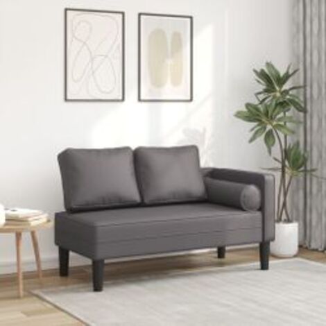 Chaise longue avec coussins gris similicuir (1/5)