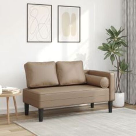 Chaise longue avec coussins cappuccino similicuir (1/5)