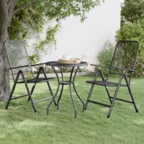 Chaises pliables de jardin 2 pcs Maille métallique Anthracite (1/5)