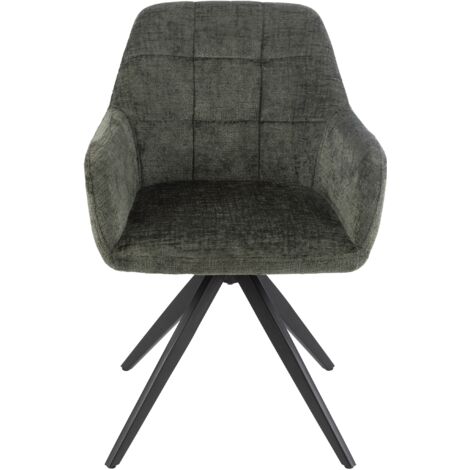 Fauteuil repas 58x56,5x85 cm en tissu vert foncé et métal - LOUKS (1/5)