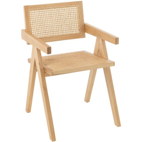 Chaise design en bois et rotin Naturel 59x52x80 cm (1/5)