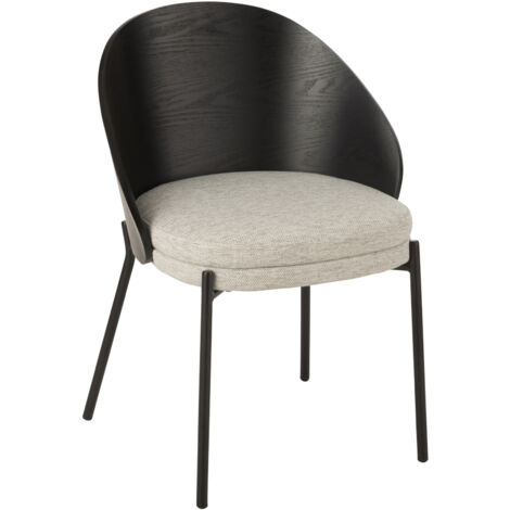 Chaise design bois et métal Noir 54x54x75 cm (1/5)