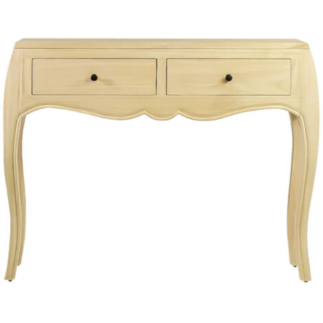Console en bois massif naturel 2 tiroirs Kindo 105cm (1/5)